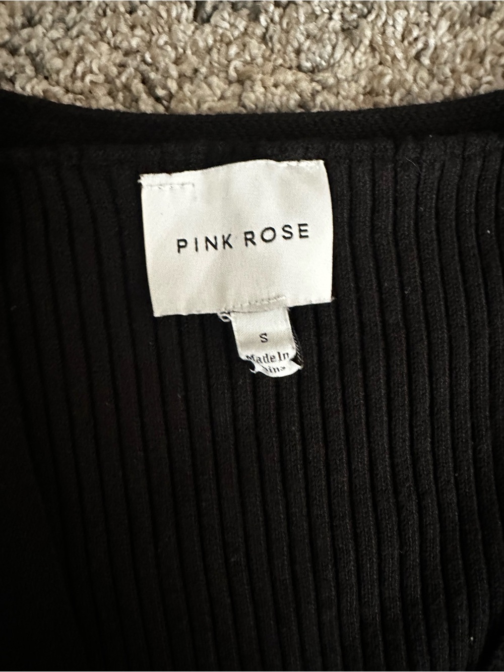 Pink Rose Black Ribbed Boot-Cut Pants with Matching Button Vest - Picture 3 of 4
